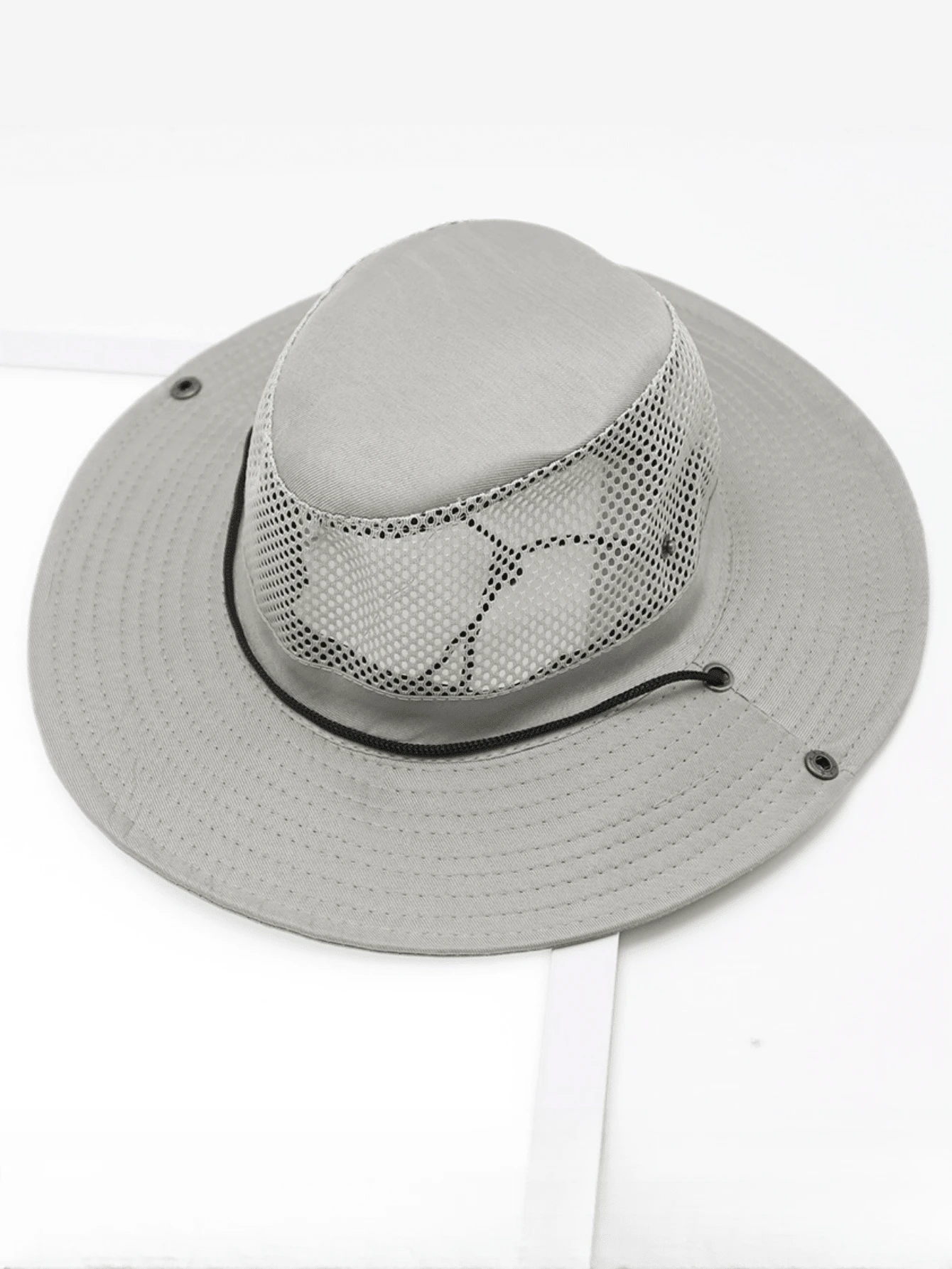 1pc Fashionable And Simple Casual Solid Color Breathable Mesh Wide Brim Sun Hat, Comfortable And Adjustable For Men - Multicolor - View 1