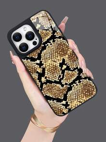 New Style Animal Snake Skin Pattern Acrylic Phone Case, Simple And Personalized Design With Large Cutouts, Anti-Drop And Shockproof, Compatible With Apple IPhone - Black - View 4