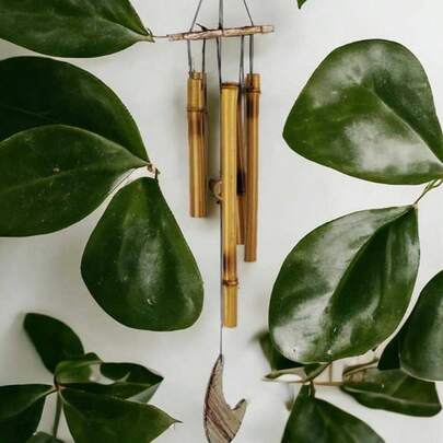 Sino dos Ventos - Mensageiro de Bambu Natural com 50 cm altura Pingente