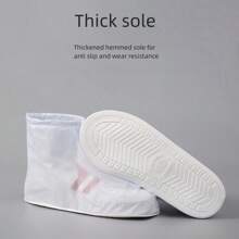 1 Pair Waterproof Shoe Covers, Anti-Slip PVC Galoshes Protective Covers, Suitable For Bicycle, Camping, Travel (Please Order 1 Size Up For Sneakers, 2 Sizes Up For Boots, Random Letter On Sole) - White - View 8