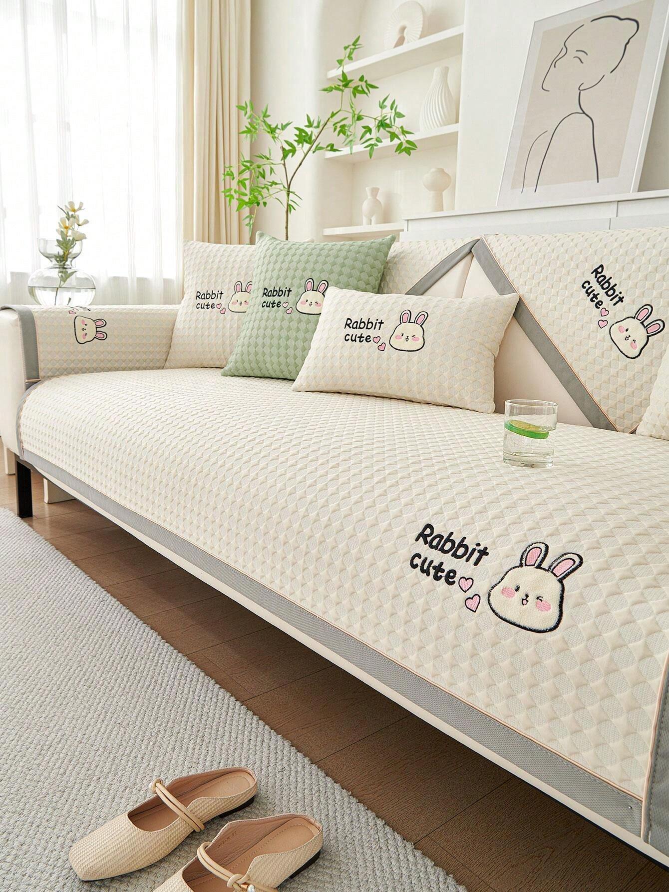 1 PC Sofa Cushion With Rabbit Pattern, Comfortable Fabric, Ensures Long