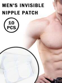 10pcs, Disposable Invisible Breathable Men's Nipple Patch, Traceless And Ultra-Thin For Daily Use - For Formal Occasions - Anti-Friction For Long-Distance Sports Running - Anti-Bulge - Anti-Exposure Nipple Patch, Nipples Cover - White - View 1