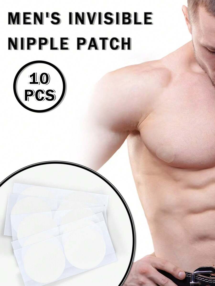 10pcs, Disposable Invisible Breathable Men's Nipple Patch, Traceless And Ultra-Thin For Daily Use - For Formal Occasions - Anti-Friction For Long-Distance Sports Running - Anti-Bulge - Anti-Exposure Nipple Patch, Nipples Cover - White - View 1