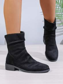 Women New Flat Mid-Calf Retro Round Toe Casual Comfortable Versatile Mid-Calf Boots