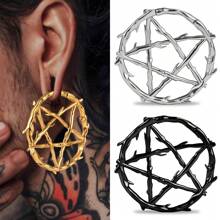 1PC Fashion Pentagram Wreath Stainless Steel Plugs Ear Weight Gauges Tunnels Piercing Expander Stretchers Body Jewelry - Star - View 11