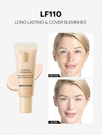 MISTINE 5克液體粉底，適用於油性皮膚，24小時控油，呵護肌膚，保濕配方，防水粉底，啞緻妝效，1入裝