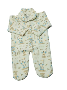 Macacão Pijama Bebê Soft Estampado - Macio e Quentinho KIT COM 3 - Azul bebê - Visão 2