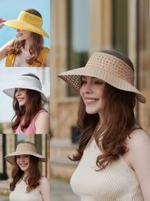 LEAJOURNO. Hollow Out Straw Visor Hat Boho