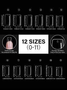 120 件透明棺材/杏仁/细高跟/椭圆/方形/其他形状盒装指甲贴，12 种尺寸全覆盖亚克力按压指甲，适合家庭 DIY 美甲和美甲沙龙使用或礼物 - 女性指甲护理必备圣诞指甲指甲用品指甲 - 無色 - 查看 13