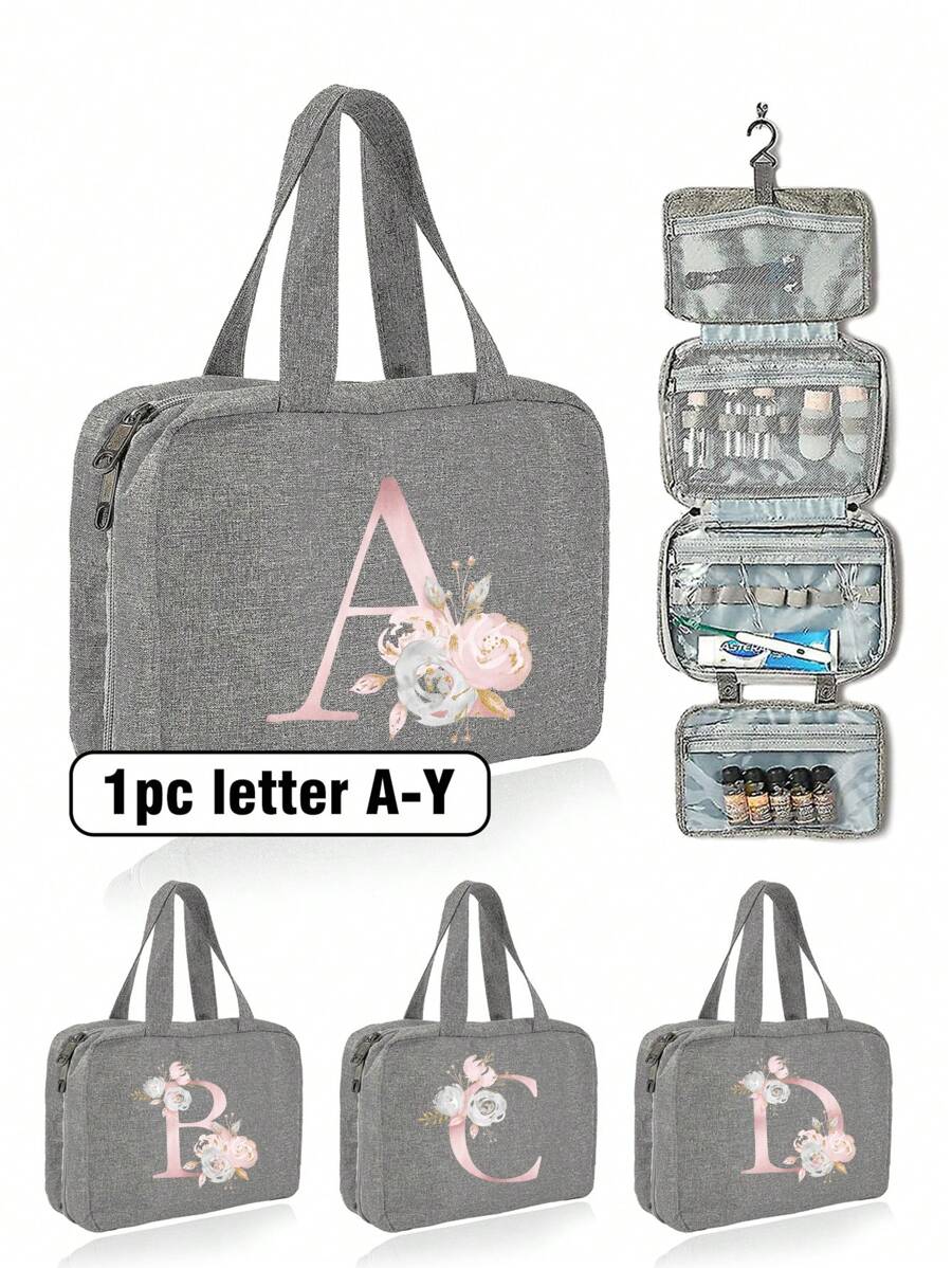 1 件，旅行洗漱包，化妆品收纳袋，壁挂式收纳袋，适用于淋浴房配件，便携式化妆品收纳袋化妆包化妆包化妆品收纳袋 - 灰色 - 查看 1