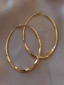 Minimalist Twist Hoop Earrings - Gold - View 6