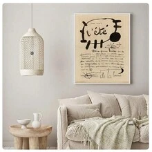 1PC Joan Miro Exhibition Poster Modern Minimalist Abstract Line Art Retro Picture Canvas Painting Eclectic Gallery Wall Home Decor , No Frame - Multicolor - View 3