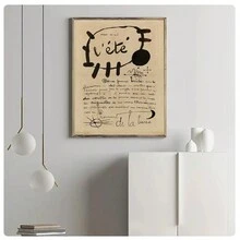 1PC Joan Miro Exhibition Poster Modern Minimalist Abstract Line Art Retro Picture Canvas Painting Eclectic Gallery Wall Home Decor , No Frame - Multicolor - View 2