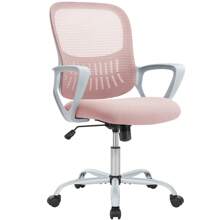 Sweetcrispy Ergonomic Office Chair Home Desk Mesh Chair With Fixed Armrest Executive Computer Chair With Soft Foam Seat Cushion - Hồng - Xem 10