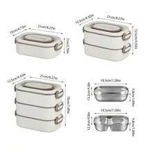 1pc/1set, 304 Stainless Steel Material Rectangular Lunch Box, Three/Two/Single Lunch Box. Includes Matching Thermal Bag, Tableware. Can Be Used For Microwave Heating, Removable, Easy To Clean, Easy To Carry, Large Capacity Bento Box. Suitable For Individuals, Students, Office Workers.,Kitchen,Christmas Gift,School Supplies - Multicolor - View 3