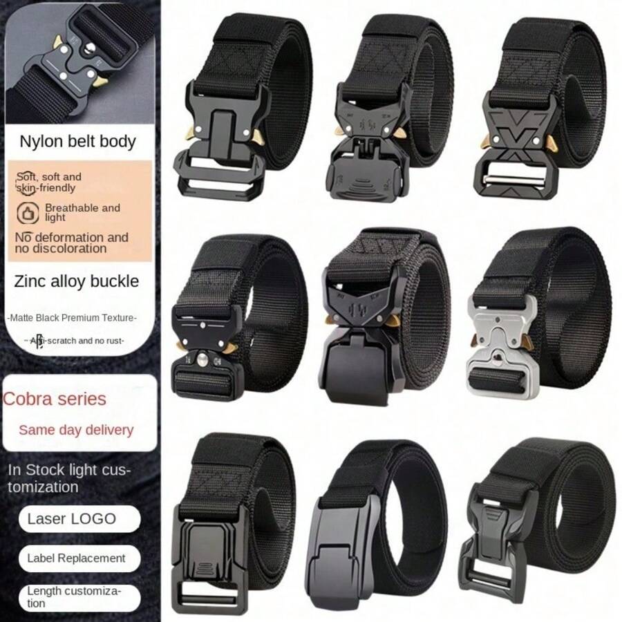 1入組男士快拆釦腰帶，熱銷跨境尼龍和帆布腰帶，適用於戶外、戰術和日常使用 - 多色 - 查看 1
