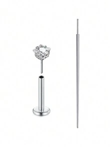 CIZME 2 件 16G/18G/20G 无螺纹按压式鼻钉不锈钢唇钉穿孔珠宝适用于耳屏梦露唇轮软骨耳环耳钉适用于男女， - 銀色 - 查看 23