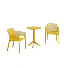 3-Piece Mustard Yellow Plastic Arm Chair Bistro Set - Orange - View 2