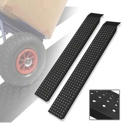 LILIIN 2X Loading Ramp, 135cm Silver/Black Ramp Max 400 Kg, Galvanized Steel Ramp Wedges, Curb Ramp, Wheelchair Ramp, Bicycle Ramp, Loading Ramp For Cars, Trailers, Stairs, Bicycles