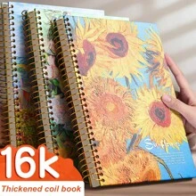 16K Thickened Coil Book Thickened Eye Protection Beige Inner Page Metal Coils Notebook Horizontal Notepad Back To School - Multicolor - View 2