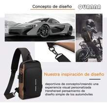 Bolso De Hombro Impermeable De Piel Tipo Bandolera For QUANNA Color Gris Diseño de la tela Liso,Bolso Bandolera Unisex Impermeable Antirrobo Favorito - Marrón - Ver 9