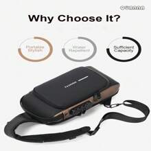 Bolso De Hombro Impermeable De Piel Tipo Bandolera For QUANNA Color Gris Diseño de la tela Liso,Bolso Bandolera Unisex Impermeable Antirrobo Favorito - Marrón - Ver 3