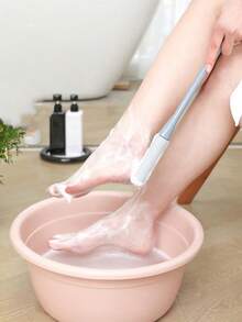 Silicone Foot Scrubber Brush With Long Handle, Slouchy Foot Cleaner For Toe Crevices, Foot Dead Skin Remover, Foot Massager Scratcher - Grey Granular Scratching Brush - View 6