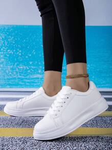 男款加厚白色運動鞋，2024新潮流運動鞋適用於男女，高增式，多功能，休閒風格 - 白色 - 查看 2