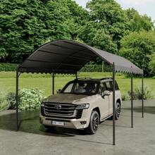 LIVINGANDHOME Living And Home Outdoor Metal Arched Pergola With Shade - Dark Grey - View 5