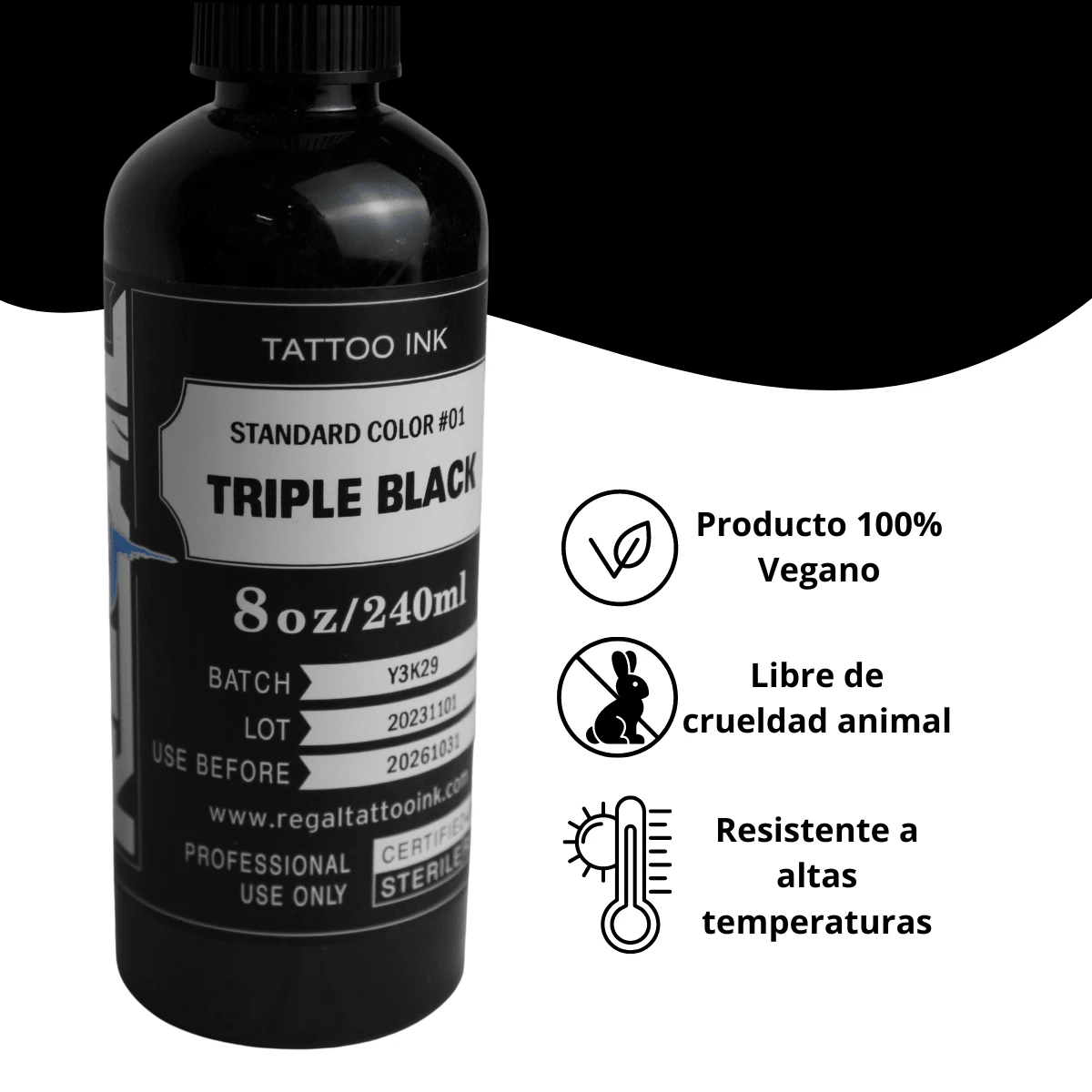 Tinta Para Tatuar Regal Tattoo Ink Triple black 1Oz Original - Negro - Añade 6