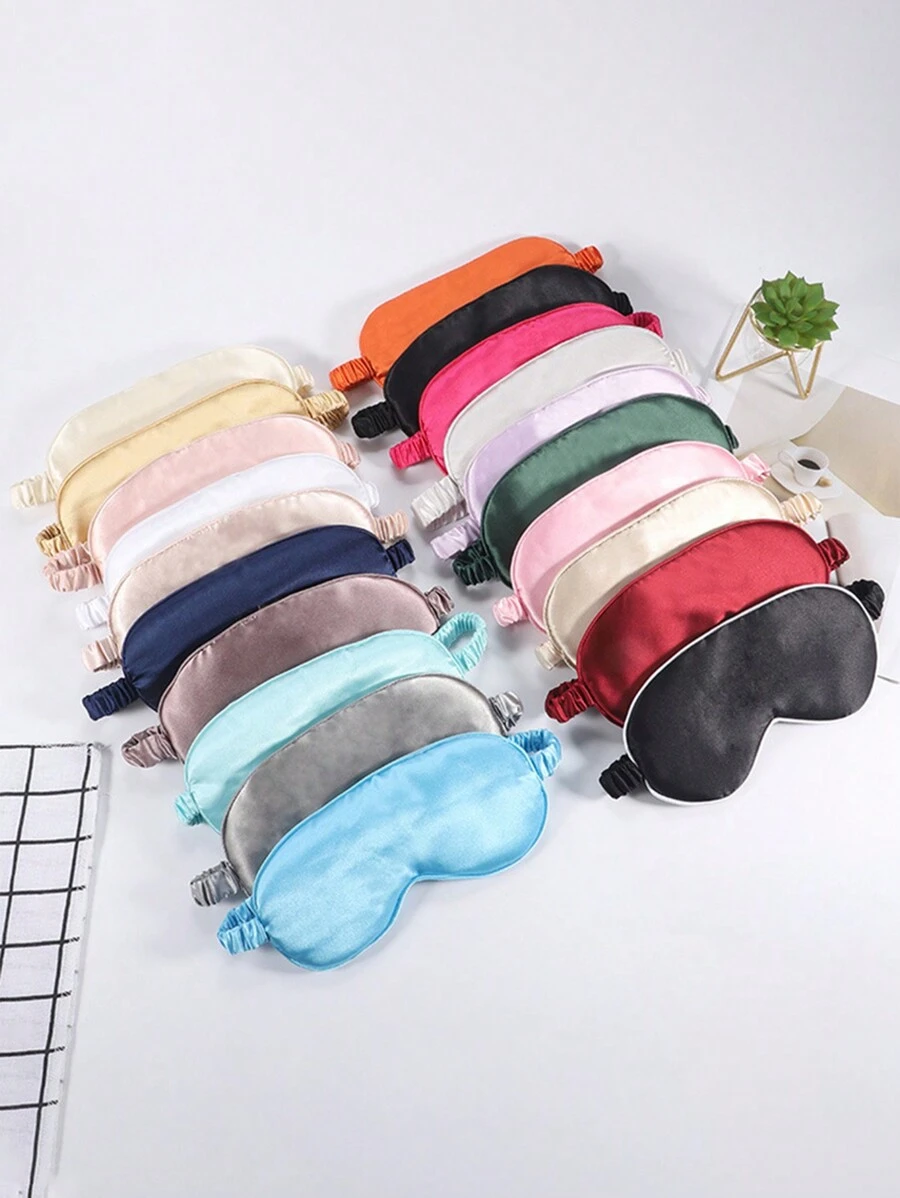 1入組瑜珈/普拉提休息用雙面緞面絲眼罩，適用於旅遊空中航線，透氣防光睡眠眼罩 - 彩色 - 查看 1
