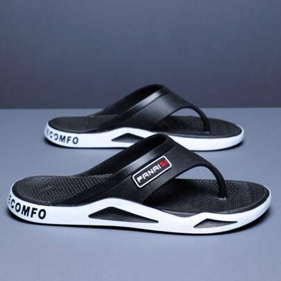 夏季男式戶外街頭運動徒步旅行拖鞋，室內淋浴休閒舒適輕便防滑夾趾拖鞋