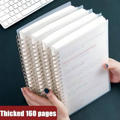 3PCS Transparent PP Cover Notebook, 160 Pages Of A5/B5 Grid/Blank/Line Spiral Notebooks, Coil Notebook,Made With High-Quality Acid-Free Paper, Suitable For Bullet Journaling, Sketching, Double Wire Binding, And Ideal For Students And Office Supplies,Back To School Supplies Back To School