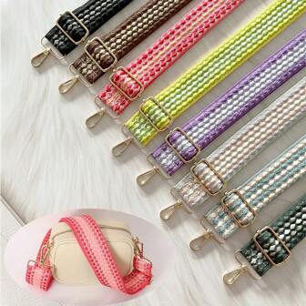 Colorful Embroidered Pattern Bag Strap, Adjustable Shoulder Strap, Round Dot Jacquard Design Bag Handle Travel Accessories