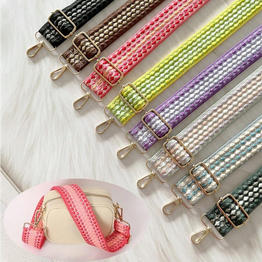 Colorful Embroidered Pattern Bag Strap, Adjustable Shoulder Strap, Round Dot Jacquard Design Bag Handle Travel Accessories - Multicolor - View 1