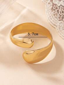 1pc European And American Fashion Gold-Plated Face Shaped Bangle, Suitable For Women's Daily Wear - Yellow Gold - View 6