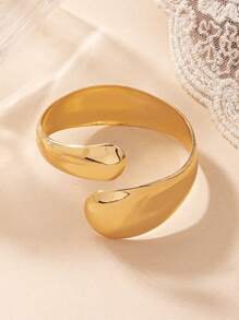 1pc European And American Fashion Gold-Plated Face Shaped Bangle, Suitable For Women's Daily Wear - Yellow Gold - View 5