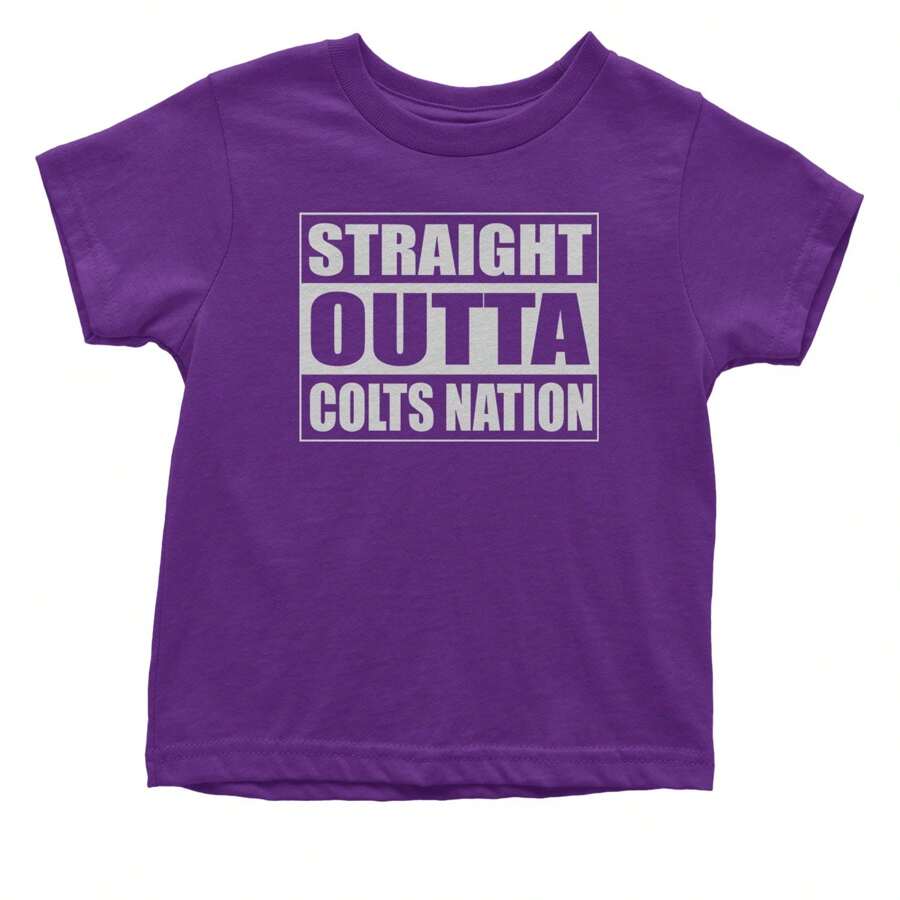 Baby Boy Straight Outta Colts Nation Football One-Piece Romper Bodysuit And T-Shirt - 紫色 - 查看 1
