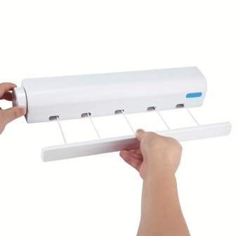 1 pieza Cuerda de tender retráctil y blanca, adecuada para uso interior y exterior en baño, dormitorio, balcón, sala de estar, lavandería para ropa, pantalones, zapatos, vaqueros, botas, faldas, primavera, estilo minimalista, blusas de verano