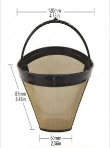 1 buah Saringan Kopi Stainless Steel/Nylon, Saringan Kopi Tuang yang Dapat Digunakan Kembali Tanpa Kertas, Cangkir Corong Saringan Kopi Tetes, Cocok untuk Berbagai Mesin Kopi, (Desain Pegangan Mungkin Berbeda pada Setiap Batch Produksi) - Hitam - View 4