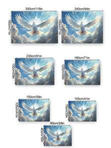 1套和平標誌攝影背景布，聚乙烯材質，帶有天空和神聖光芒背景和鴿子圖案，適用於攝影棚橫幅和派對裝飾 - 彩色 - 查看 25