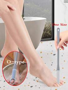 Silicone Foot Scrubber Brush With Long Handle, Slouchy Foot Cleaner For Toe Crevices, Foot Dead Skin Remover, Foot Massager Scratcher - Grey Granular Scratching Brush - View 2