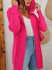 Cardigan Max Feminino Tricô Com Touca E Bolso TENDENCIA2025/MODABLOGUIERA/FESTA2025JUNINA/OUTONOINVERNO/ MODA GRINGA