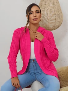 Cardigan Max Feminino Tricô Com Touca E Bolso TENDENCIA2025/MODABLOGUIERA/FESTA2025JUNINA/OUTONOINVERNO/ MODA GRINGA