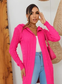 Cardigan Max Feminino Tricô Com Touca E Bolso TENDENCIA2025/MODABLOGUIERA/FESTA2025JUNINA/OUTONOINVERNO/ MODA GRINGA