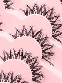 Azenlo七對完整假睫毛C型彎曲透明莖交叉眼尾混亂自然日常假睫毛帶睫毛延伸膠密封睫毛鉗假睫毛強力配件，柔美持久的睫毛膏適合全天佩戴的睫毛套裝 - 黑色 - 查看 5