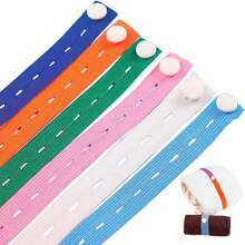 24入組 33/25 公分彈性鬆緊帶卷式衣物收納帶，帶扣開孔，可調整衣物存放帶，適用於旅行行李節省空間 (隨機顏色) (25公分)