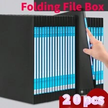 Large Capacity Foldable 75mm Blue Document Box, Thickened 55mm File Box For A4 Papers, Documents And Exams Storage For Office Supplies - Single Piece - View 3