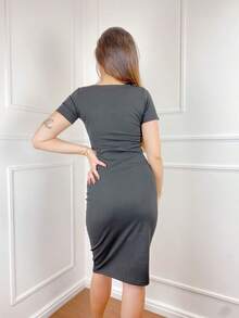 Women Dresses - 紅木色 - 查看 3