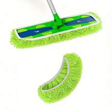 1/4入組微纖維清潔拖把替換墊，配對掃地機，平板地拖布墊，可水洗耐用的清潔拖布墊，乾濕兩用，清潔方便，清潔用品，返校用品 - 綠色雪尼爾 - 查看 7